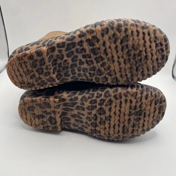 Marley Lilly Womens Duck Boots Brown Leopard Print Sole Sherpa Trim Size 6 - Picture 4 of 8